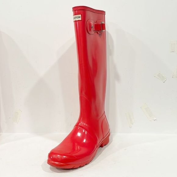 Hunter Shoes - Hunter Original Tall Gloss Waterproof Rain Boots Red Women's 8